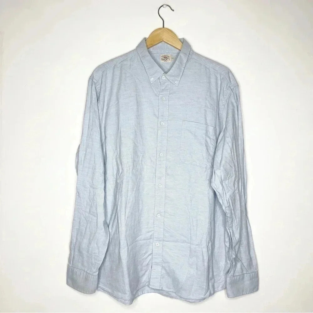 Faherty Blue Flannel Long Sleeve Mens Shirt Size XXL